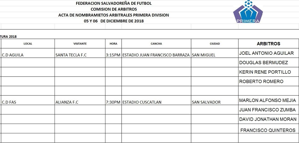 Nombramientos arbitrales juegos de ida semifinales torneo apertura LMF