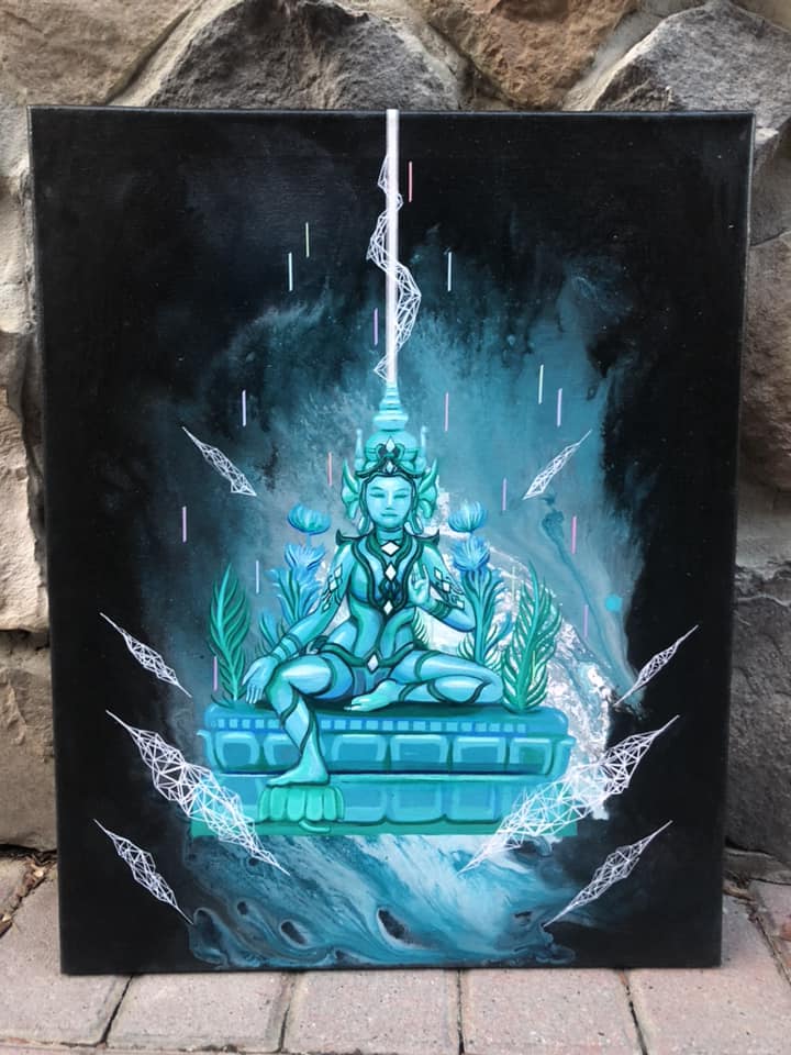 InfiniteBit's tweet image. “Green Tara” by @Kaliptus
 16” x 20”  Acrylics &amp;amp; hologram foil on canvas

ss1.us/a/6Jc1rBQZ
