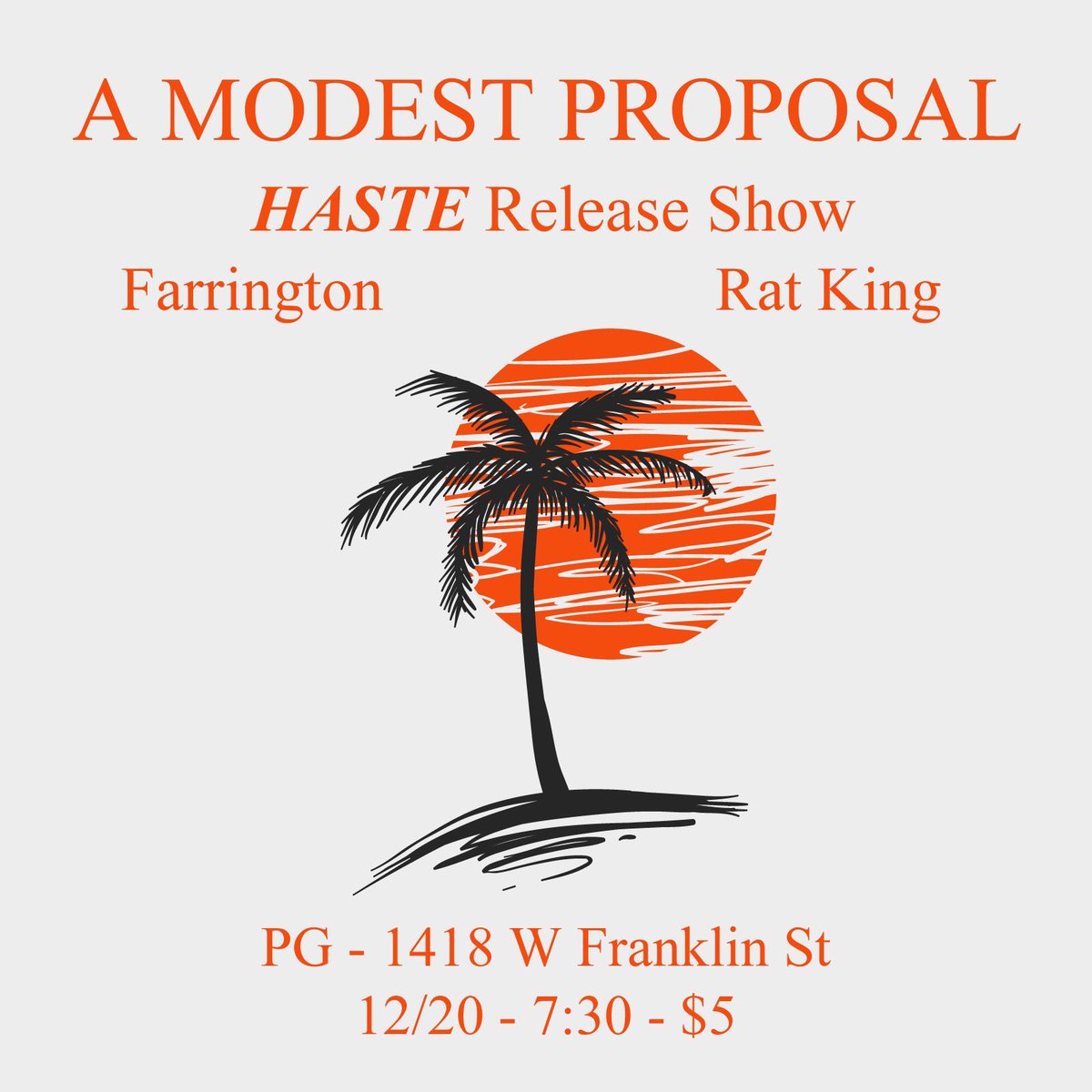 Hope everyone is as excited for Haste as we are! To kick off the project, we’re playing with the bands and the venue that got us started! See you all on the 20th.