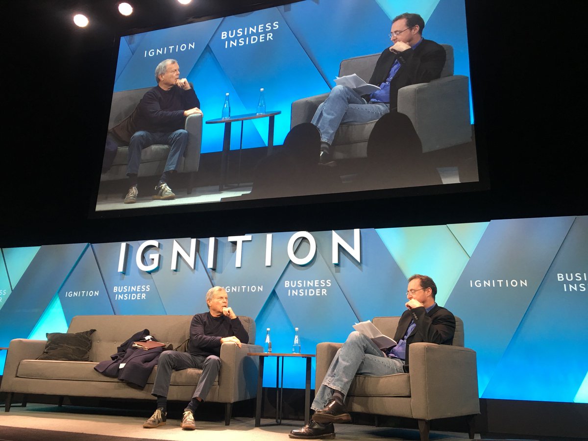 Sir <a href="/martinsorrell/">Sir Martin Sorrell</a>, executive chairman of S4Capital, joins editor-in-chief of @BIUK, <a href="/Jim_Edwards/">Jim Edwards</a>, on stage for the last conversation of #IGNITION2018: The Art of Reinvention. You can watch it LIVE here: youtube.com/watch?v=3LFZt2…