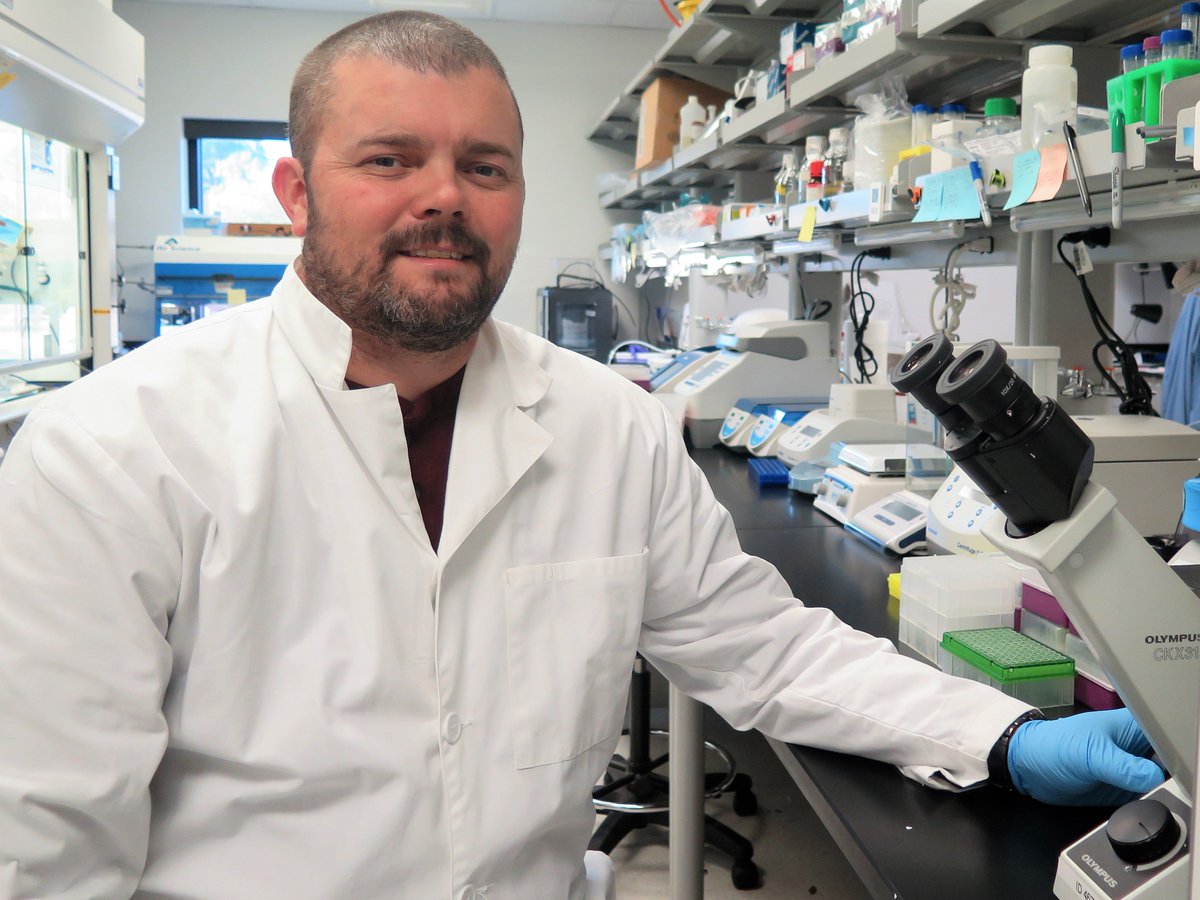 Head Scientist of PetaOmics, Dr. Brent Ferguson, in the shared lab space at STAR Park.