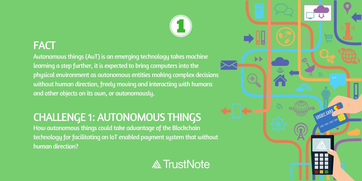 RingNetworkORG's tweet photo. #TrustNote Payment &amp; IoT Online #Hackathon - Challenge 1: Autonomous Things
How autonomous things could take advantage of the #Blockchain technology for facilitating an IoT enabled #payment system that without human direction?
#IoT #AuT 
https://t.co/9ddhE6TCXG https://t.co/yDBnO5aQsO