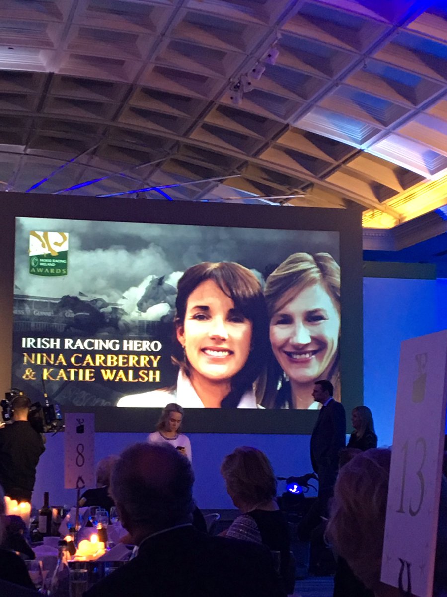 Very proud of these two ladies @katiewalsh9 and @ninacarberry on winning @HRI_Racing Irish Racing Hero Award #TrailBlazers #HRIAwards #🍾👏🏻