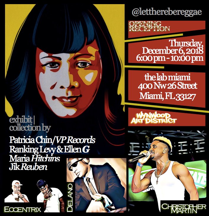 VPRecordsPress's tweet photo. Miami! The annual #LetThereBeReggae Art Basel event will feature an exhibit on @VPRecords Co-Founder Patricia Chin. Check it out tonight from 6-10pm in the #WynwoodArtDistrict https://t.co/K9t68HB9qk