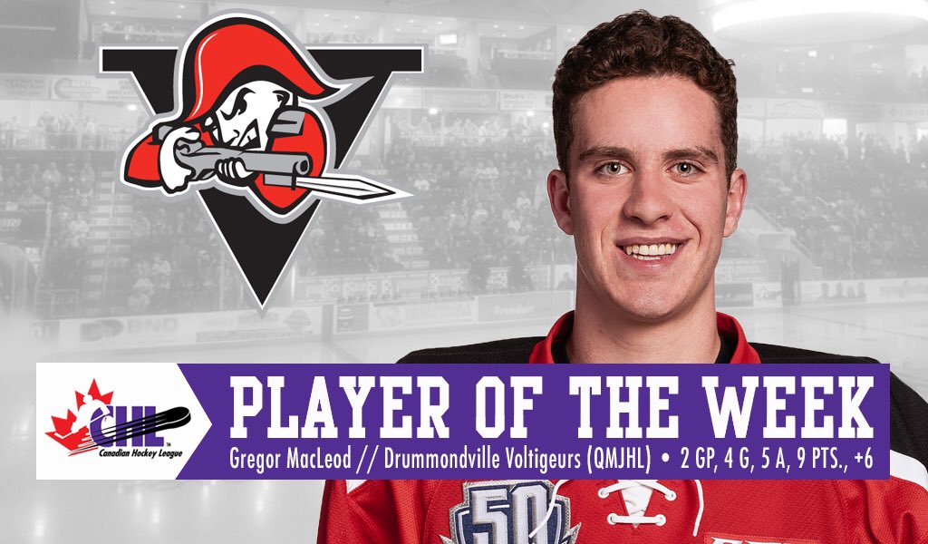 CHLHockey's tweet image. #CHL Player of the Week is @QMJHL overage forward @GregorMacleod2 scoring 9PTS in just 2GP helping @Voltigeurs_DRU extend win-streak to six: bit.ly/2KU3a5A