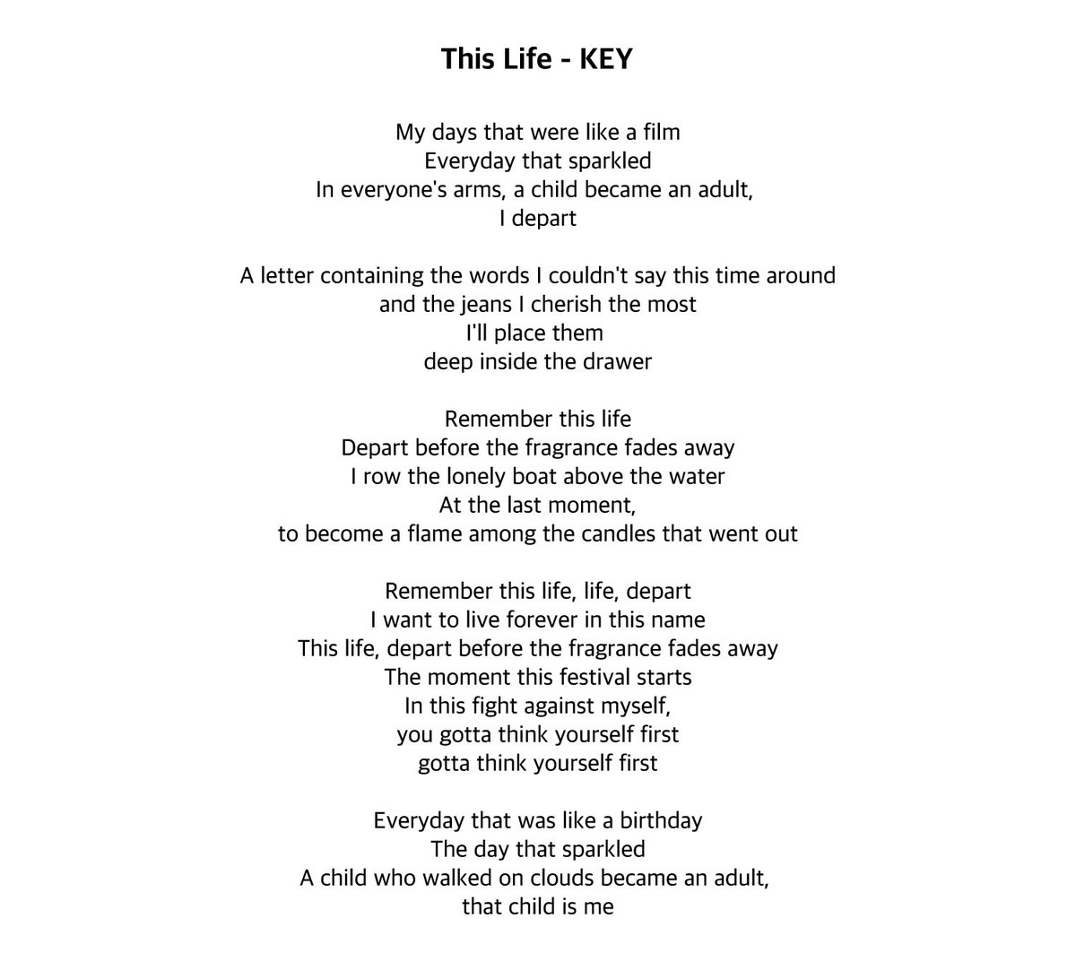 Alittlefreakey This Life Key English Translations T Co 6hptysq9yc For The Line I Want To Live Forever In This Name The Lyrics Don T Actually Specify Whose Name This Phrase Is Commonly