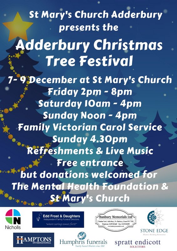 Adderbury Church (@adderburychurch) on Twitter photo We hope you can join us for the Adderbury Christmas Tree Festival starting Friday at 2pm in the church. Happy Christmas! We are incredibly grateful to our sponsors: Banbury Memorials <a href="/EddFrostFuneral/">EddFrost & Daughters</a> <a href="/HamptonsBanbury/">Hamptons Banbury</a> Humphris funerals <a href="/John__Nicholls/">John Nicholls</a> <a href="/se_law/">المحامي سجاد عيدان</a> @stoneedgeuk We hope you can join us for the Adderbury Christmas Tree Festival starting Friday at 2pm in the church. Happy Christmas! We are incredibly grateful to our sponsors: Banbury Memorials <a href="/EddFrostFuneral/">EddFrost & Daughters</a> <a href="/HamptonsBanbury/">Hamptons Banbury</a> Humphris funerals <a href="/John__Nicholls/">John Nicholls</a> <a href="/se_law/">المحامي سجاد عيدان</a> @stoneedgeuk