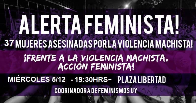 #Uruguay #Montevideo #AlertaFeminista

"Nos movilizamos porque una mujer fue estrangulada y luego prendida fuego en Rivera, porque hay una mujer que apareció muerta en un arroyo en Sarandí Grande. (...) Nos movilizamos también contra la sentencia del caso de Lucía Perez."