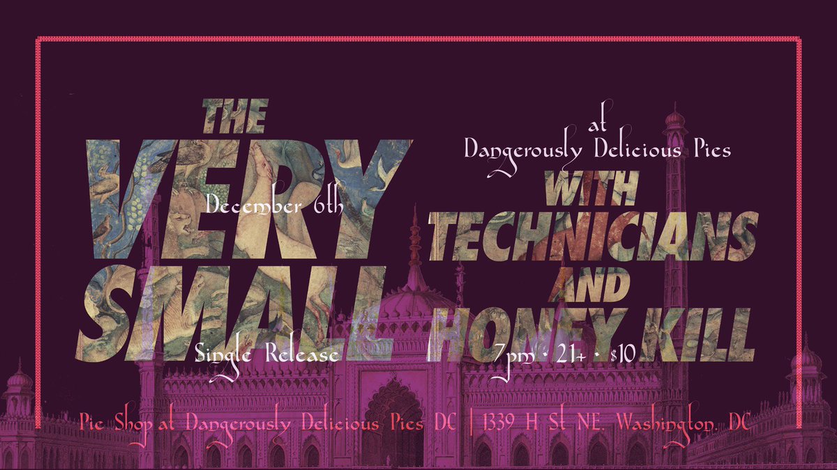 techniciansdc's tweet photo. Check us out tomorrow at @dangerouspiesDC with @theVerySmall and Honey Kill! Many delicious pies and beverages to be had and, of course, great music! Doors at 7PM, see you there. https://t.co/TZ90Pkaoy9