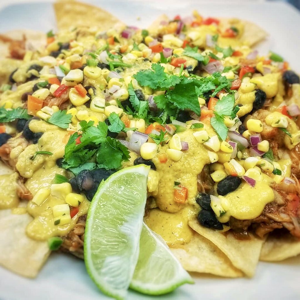 Just adding some wonderful new #vegan dishes to the all day menu! Get your #NOLA fix with oyster mushroom étouffée, or dig into the jackfruit nachos with vegan #nacho cheese! #veganokc #EatRealFood