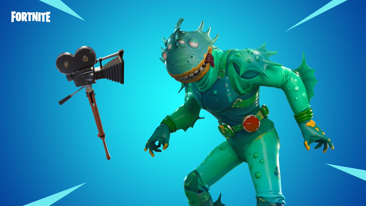 Fortnite's tweet photo. Unearthly oracle 🔮 and movie monster magnifique 🎬

The Omen Outfit, Oracle Axe, Moisty Merman Outfit and Director’s Cut Pickaxe are in the Item Shop! https://t.co/VxCSBee0aF