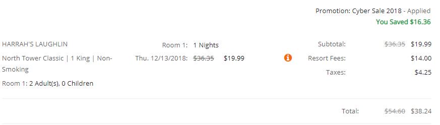 laughlinbuzz's tweet photo. When the #ResortFee is almost as much as the room. Now, that's a Cyber Sale. #LaughlinNotVegas https://t.co/zHvfVFBcU0