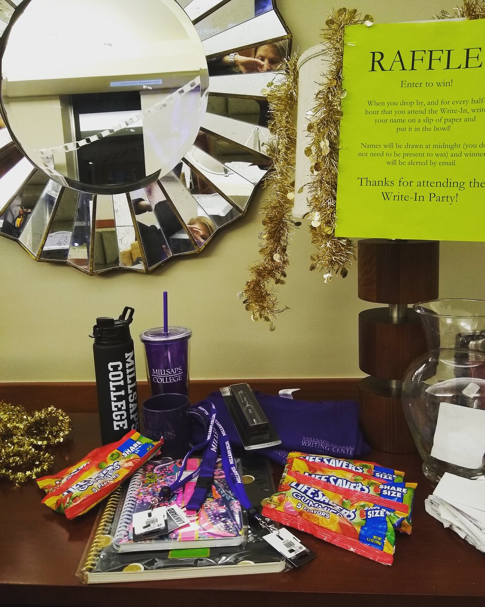 MillsapsWC's tweet photo. The Write-In Party is ON! Stop by the @MillsapsLibrary and enter to win one of these cool prizes! @millsapscollege #writeon #intlwritein https://t.co/vGRnxjZUrj