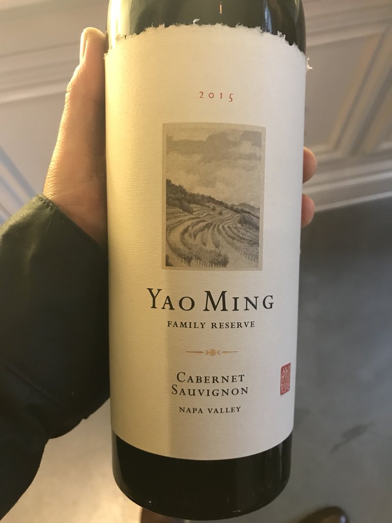 darrenrovell's tweet photo. Yao Ming making legitimate bid to become best athlete winemaker. This wine, which came out last month, got a 95+ from famed wine critic Robert Parker. Bottle costs $250. Sold in US & China. https://t.co/yqDQSO9bxz
