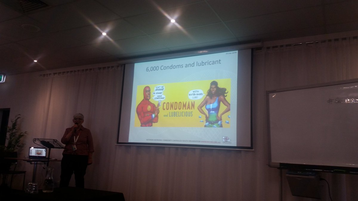 Anne Roseman from VACCHO presenting on STI Awareness Campaign at the 8th Gippsland Sexual Health Forum- meet Condoman and Lubelicious #SexualHealthGippsland