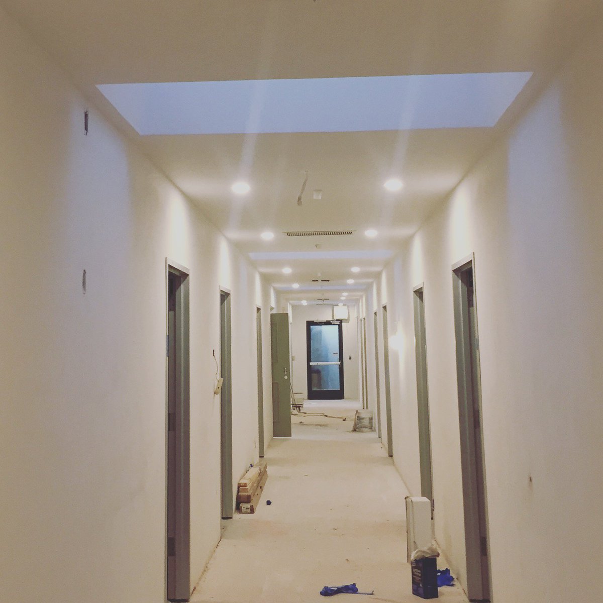 There is light at the end of the tunnel! Things seem to be moving fast now in the East wing!! Furniture has arrived, carpet is in, TVs are here... we are ready to go! #Hallmark2Hilton