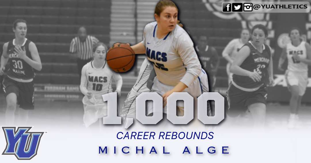 YUathletics's tweet photo. Michal Alge has reached 1,000 career rebounds! The senior forward becomes the first player in YU history to accomplish this feat. Way to go, Michal! #ThePrideoftheMaccabees #YUHistory #d3hoops #YUStrong #YUWarrior @YUNews @SkylineConfD3 #d3h @YUObserver @yu_commentator https://t.co/50nZP0acPM