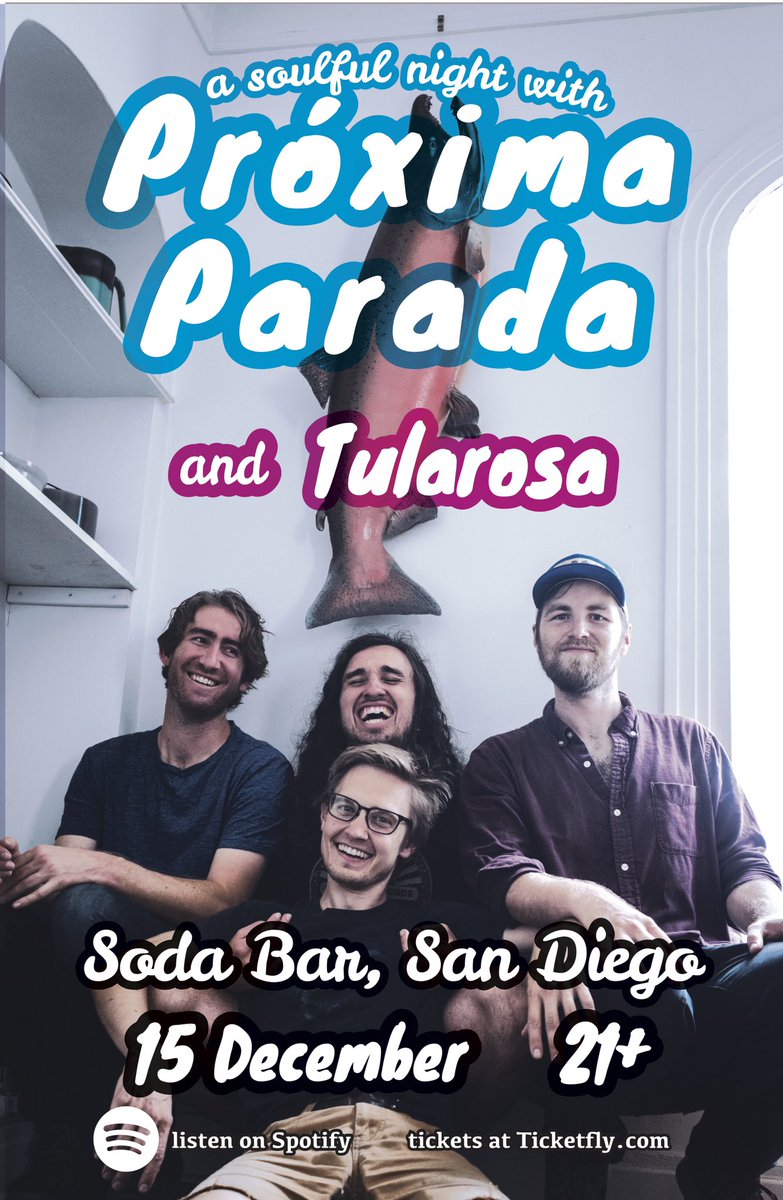SodaBarSD's tweet photo. SAT 12/15 @ Soda Bar – @_ProximaParada w/ @TularosaMusic • https://t.co/JuOMWvWuLv https://t.co/veV1VVQWVO