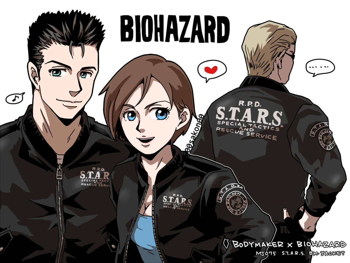 サコン Sakon Pa Twitter Bodymakerとバイオのコラボジャケット S T A R S のカッコイイなって思ってウェスカー クリスとジルに着せてみた