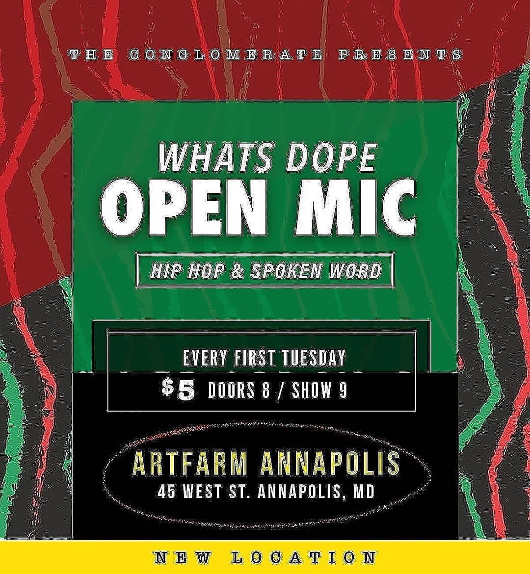 YoANerd's tweet image. What's dope open mic tonight in Annapolis #WhatsDope #OpenMic #Annapolis #HipHop #Dmv #Poetry #allgenres #liveperformance #SupportLocalArtist #weareconglomerate #Artfarm #GoodVibes #rnb #Soul #ForTheCulture