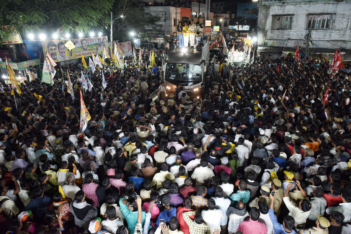 ncbn's tweet image. Glimpses from the roadshow at Secunderabad, Telangana. Overwhelmed by the love and support that the people have showed.