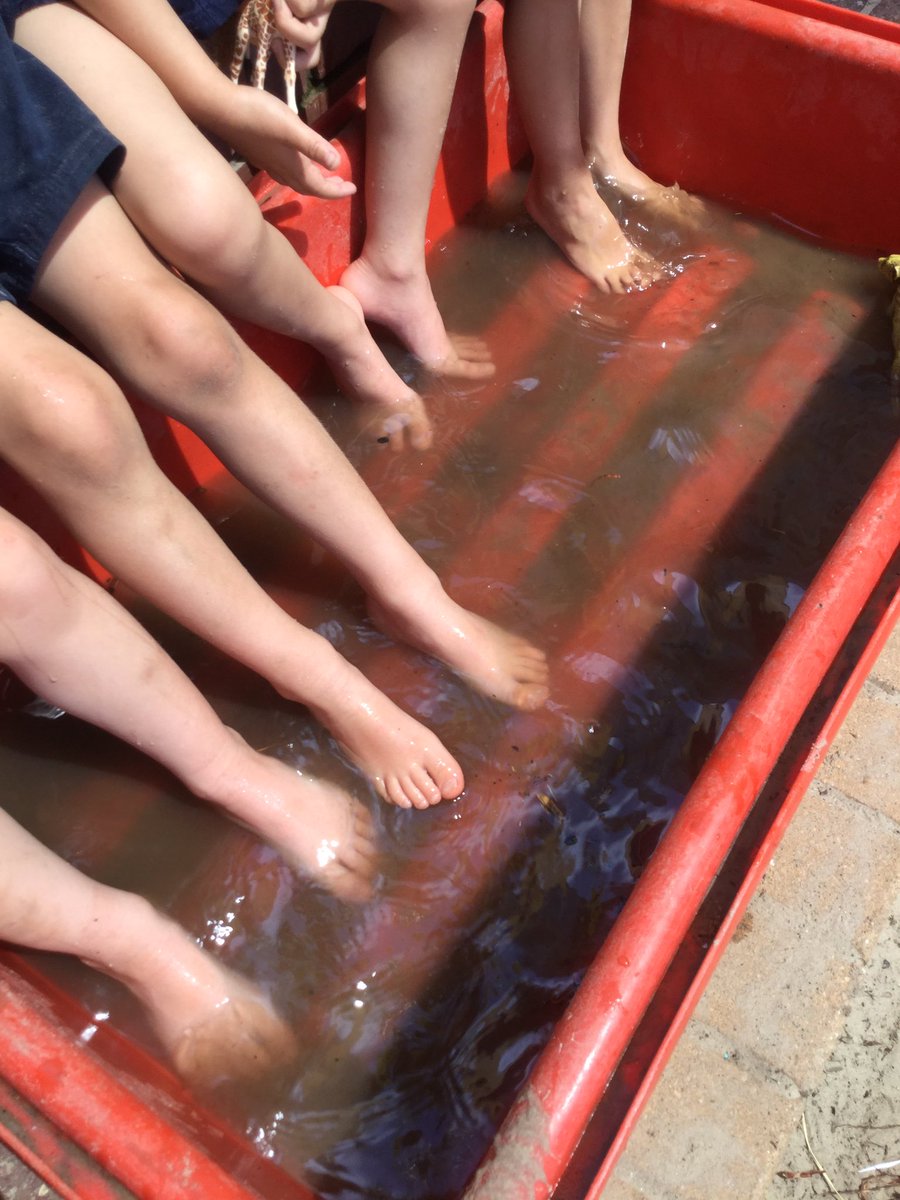 Keeping cool on a hot day #waterplay #barefeet in the #WattleRoom @AnnesleySA