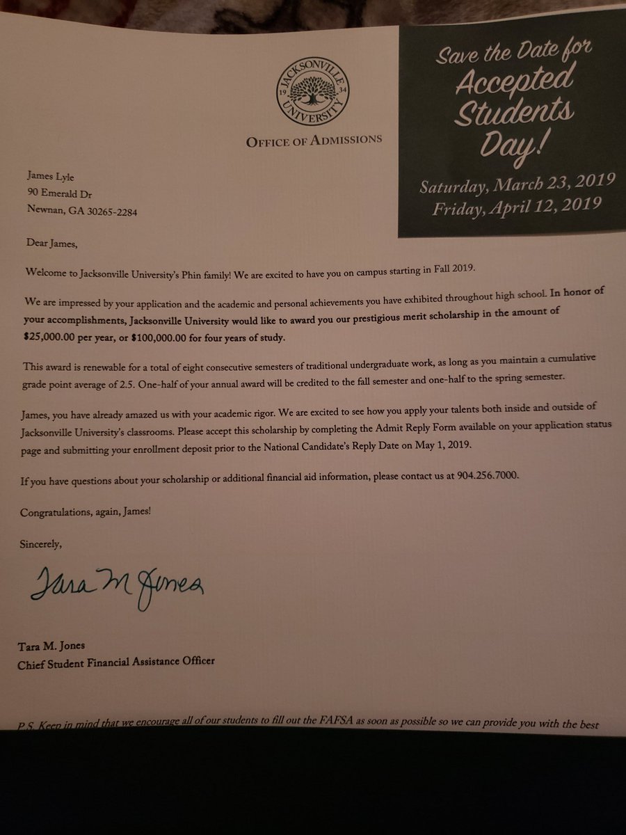 jameslyle709's tweet photo. Very thankful for the scholarship offer from Jacksonville University. @JAX_FB @football_tcs @RecruitGeorgia https://t.co/3QzI7fCL7x