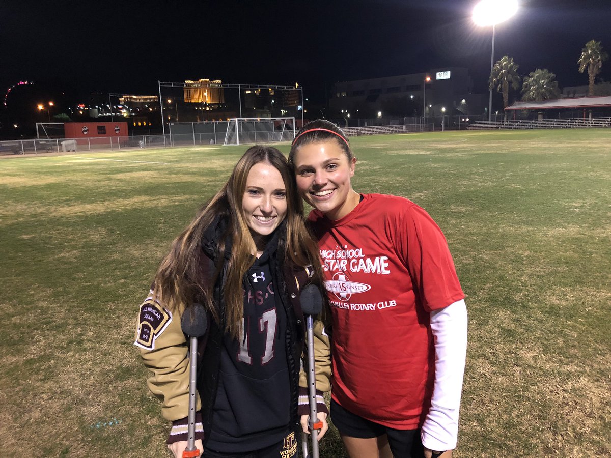 Senior All-Star game tonight! Mountain/Sunrise team won, 2-1, over Desert/Sunset. Maggie accepted her and Hannah’s award for postseason honors.