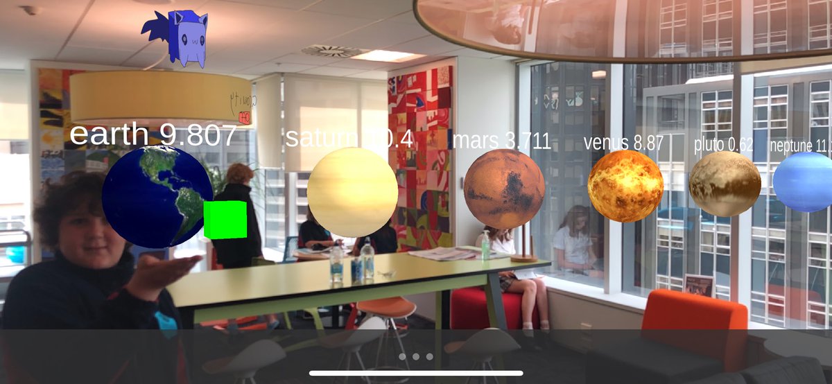 jimtaylor1974's tweet image. Day 2 of #hackmini our team have added textures to planets and an animation using ⁦@mixiply⁩ #AR #VR