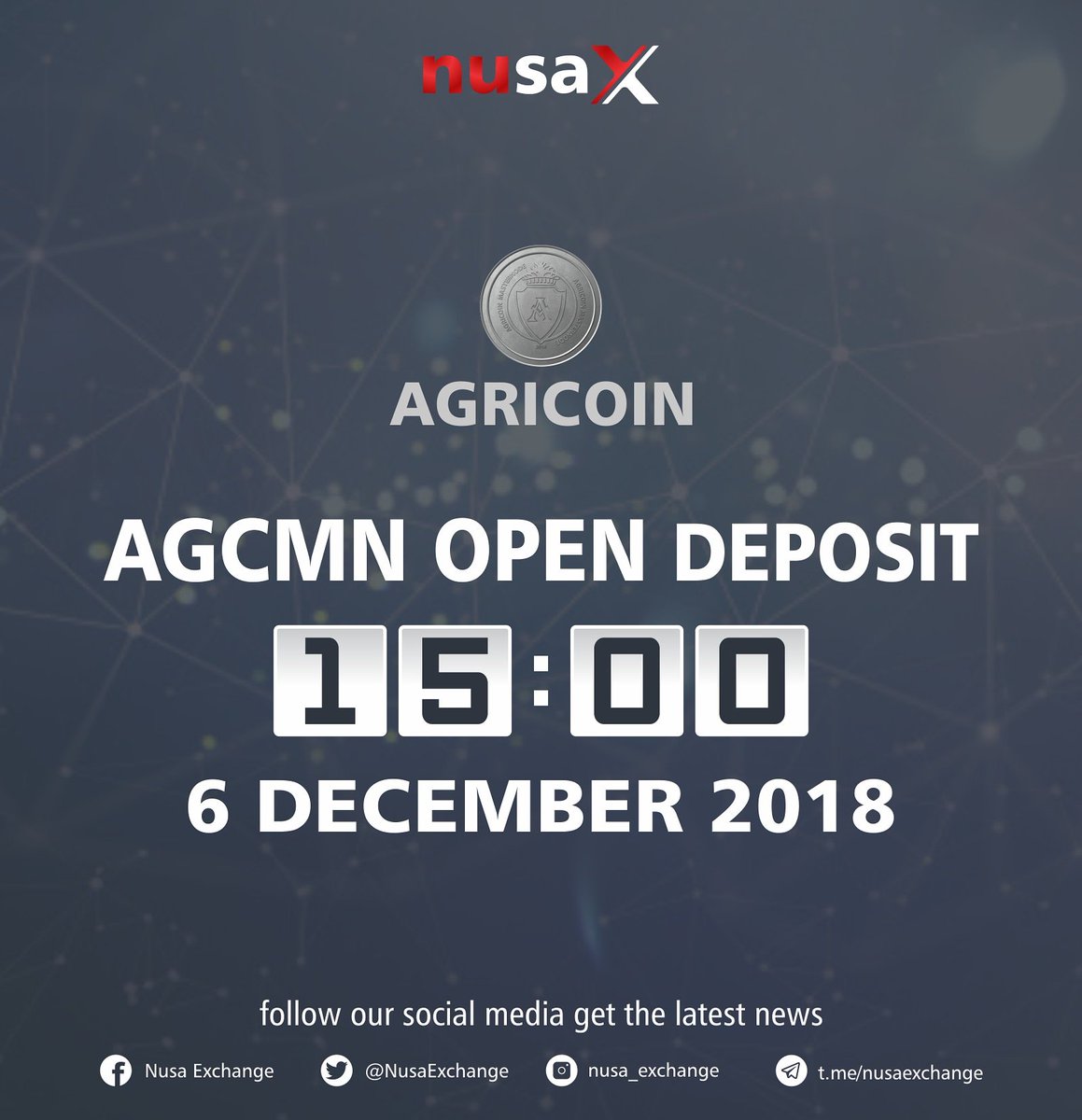 NusaExchange's tweet image. Hello member nusaX 👋
And additional information, we also open deposit for WIXLAR, SHOWHAND, and AGRICOIN 6 December 2018.

#wixlar #showhand #agricoin
#cryptocurrency #Blockchain