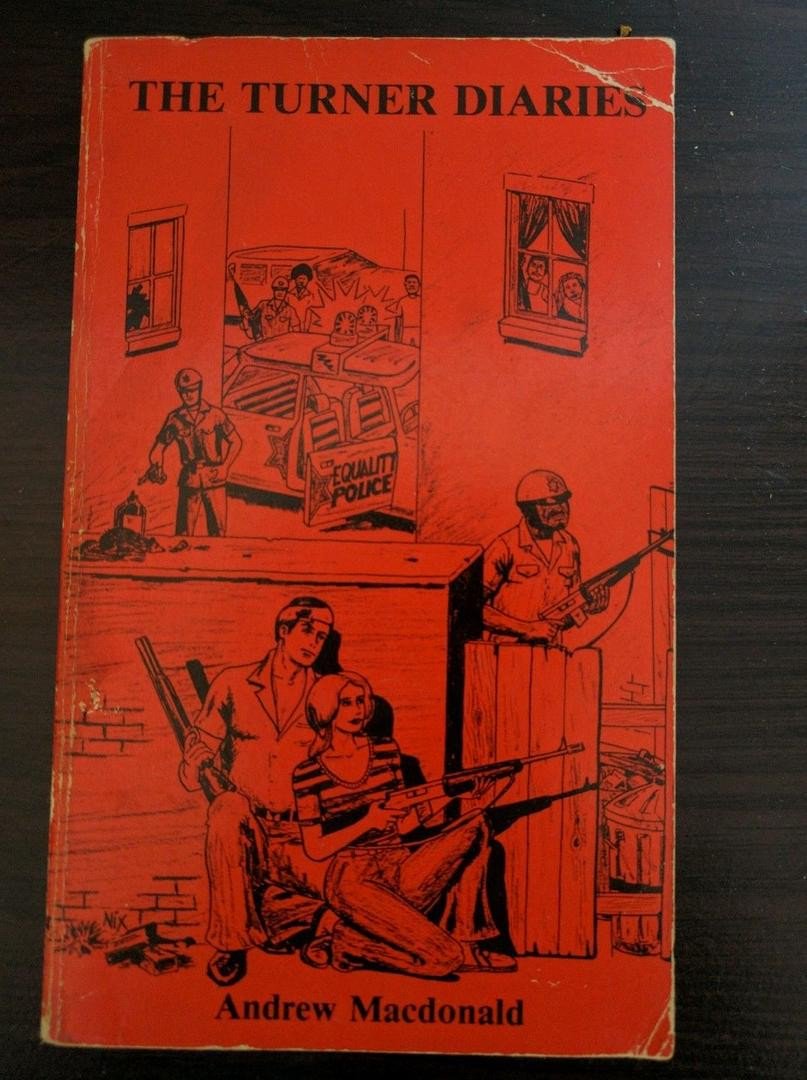 63) The legacy of these early racists lives on. Robbie Mathews was inspired by, among others, William Pierce and his vision of race war, a blueprint for domestic terrorism titled "The Turner Diaries."