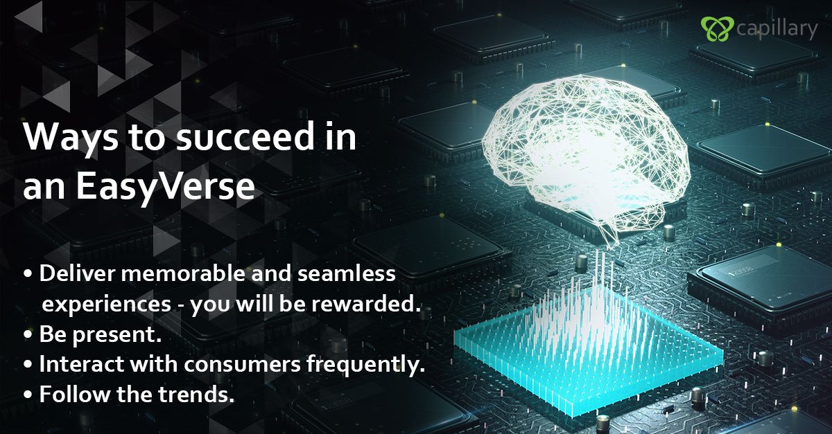 capillarytech's tweet photo. EasyVerse is where empowered consumers are starting to take for granted that businesses will know & understand their individual needs, & reward businesses that make it easy. Consumers want what they want when they want and how they want it.
#consumerbehaviour #EasyVerse #retail https://t.co/6oyekd5F1B