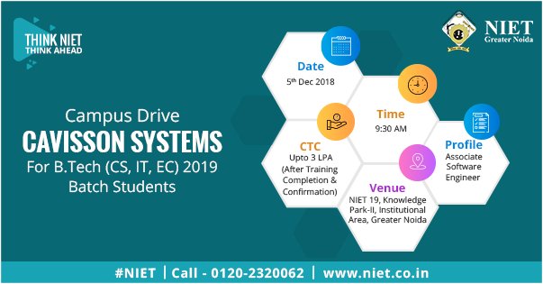 niet_grnoida's tweet photo. #CavissonSystems is conducting a campus drive for https://t.co/iLkSnZvlcn(CS,IT, EC) students of 2019 batch.
#NIET #CampusDrive #ThinkPlacementsThinkNIET #ThinkNIETThinkAhead #JobPlacement https://t.co/6CTM9Y5Bg6