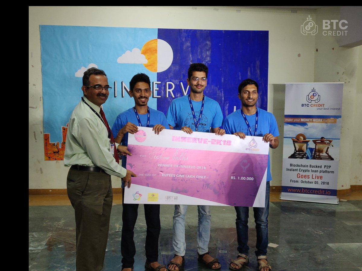 Innerve Hackathon 2K18 was a platform for college students to think out of the box. #Blockchain was given as a problem statement. #BTCCredit were Associate Sponsor for the event &amp; had a great time with the Innerve Team.
 #peertopeer  #lender #borrower #btcc #blockchain #bitcoin