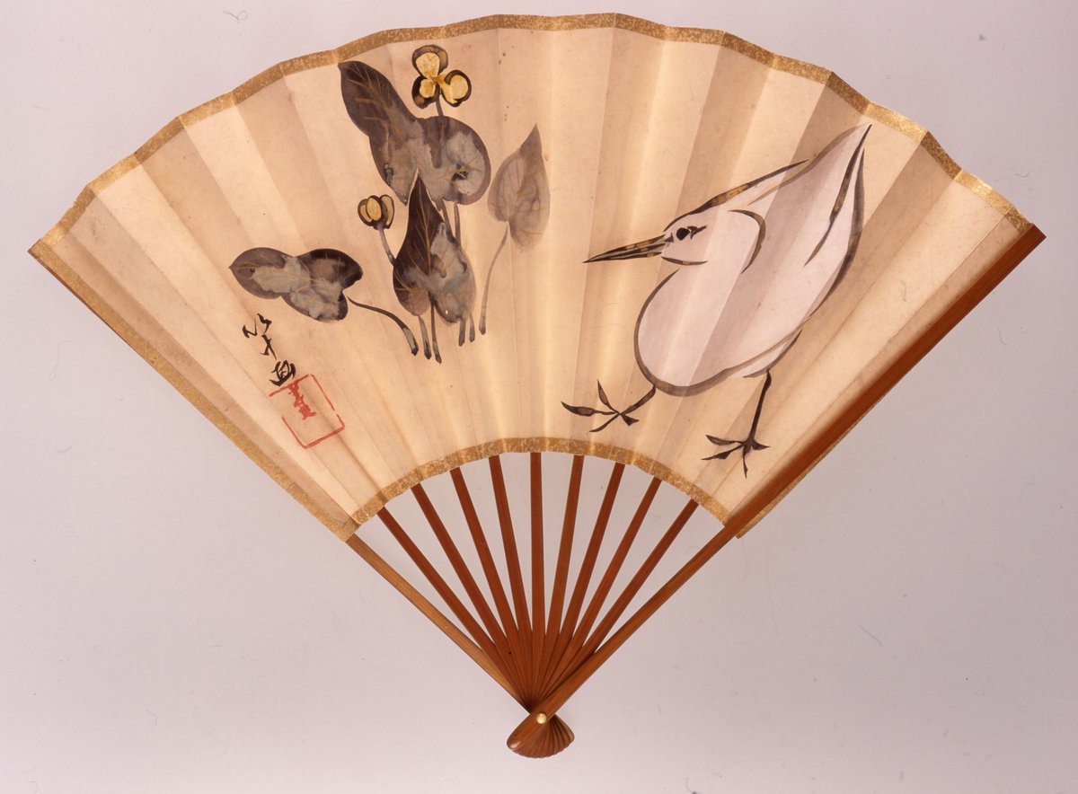 なにやら味わい深い鳥の絵。尾形光琳の孫と伝えられる、以十が描いた