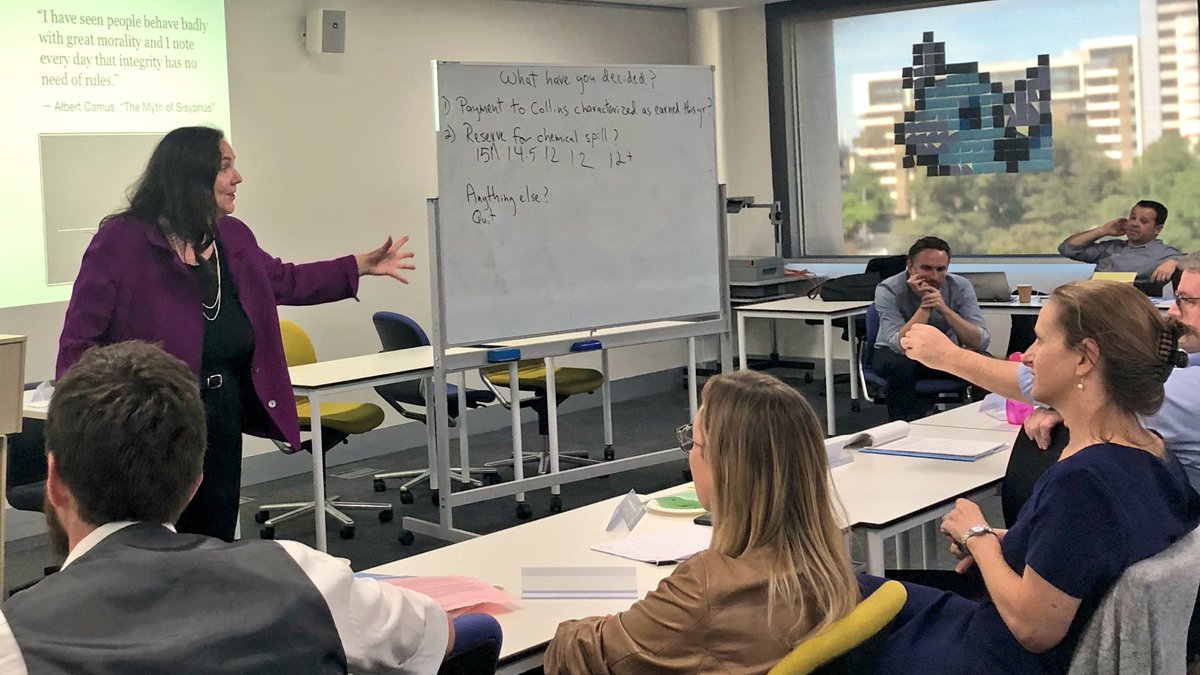 twrobertslaw's tweet photo. Carol Needham of @SLULAW presents a #corporatecounsel #ethical dilemma that has energized the group around how to decide when its time for an #exitstrategy. #NIFTEP Fall 2018 Workshop. https://t.co/jwQ5QUC1li