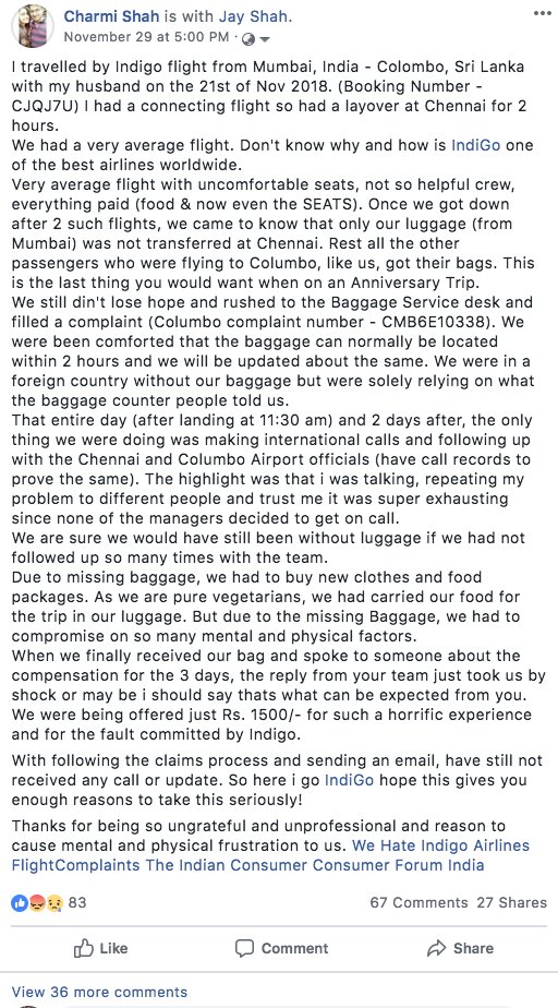 4meshah's tweet photo. @IndiGo6E Do you'll think offering me a voucher of Rs. 2000 is what we deserve for your mistake and the treatment we have received? Just FYI. https://t.co/mNPOHECmIH