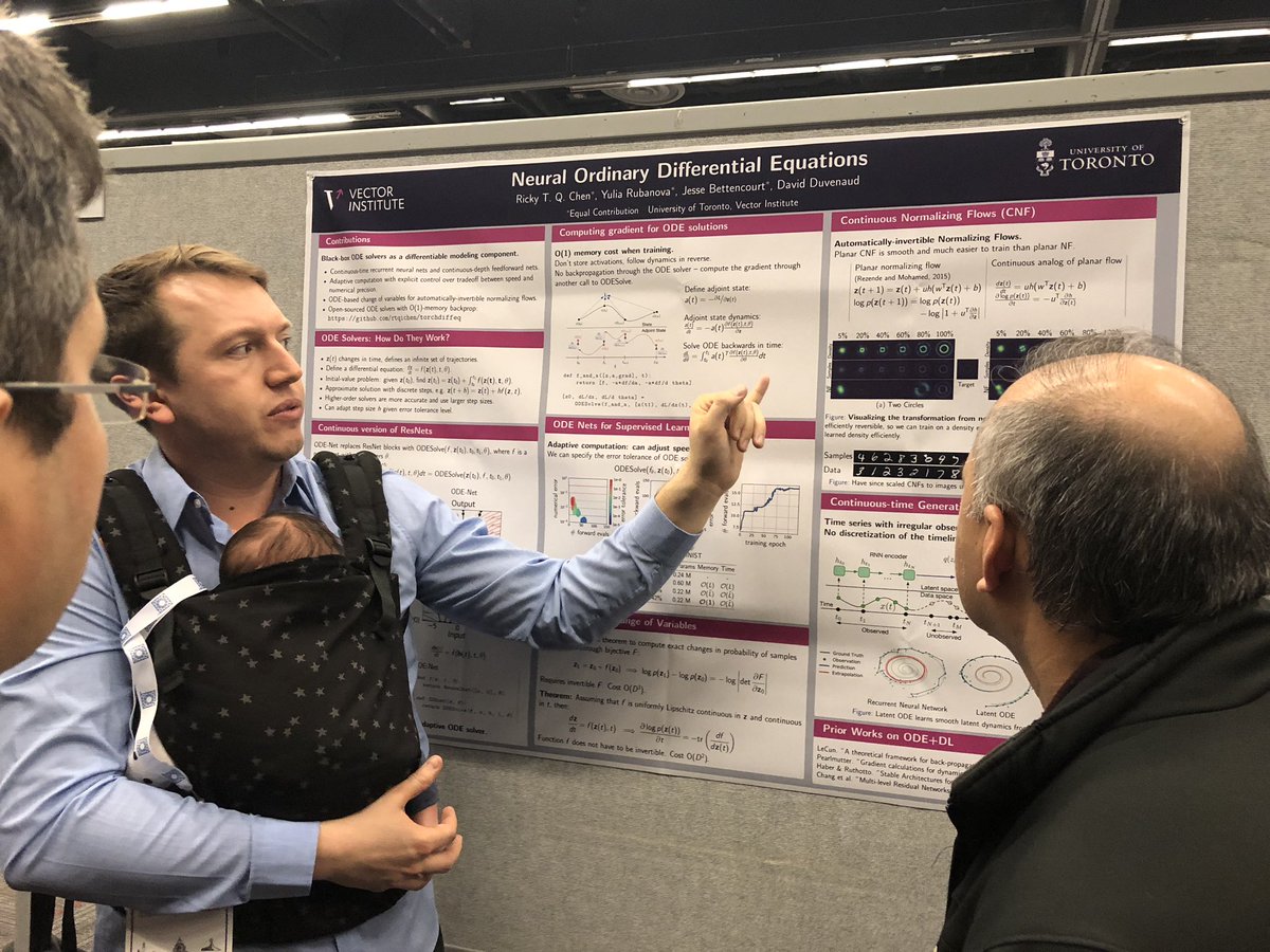 Dr. <a href="/DavidDuvenaud/">David Duvenaud</a> doing double duty deriving differential equations and demonstrating how to be a good dad. Full paper: papers.nips.cc/paper/7892-neu…