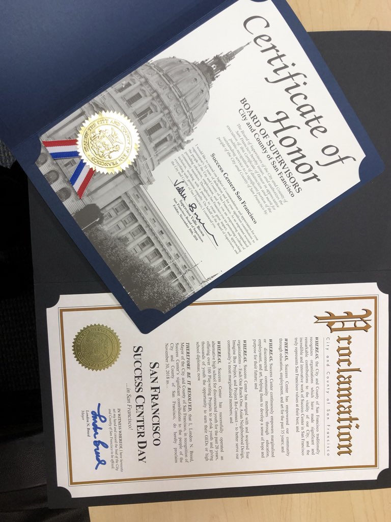 SuccessCenterSF's tweet photo. Many thanks to #MayorLondonBreed and #SupervisorVallieBrown for recognizing the work of #SuccessCenters’ Board, Staff and constituents. What an honor to have our own day! https://t.co/jI9uco6qDo