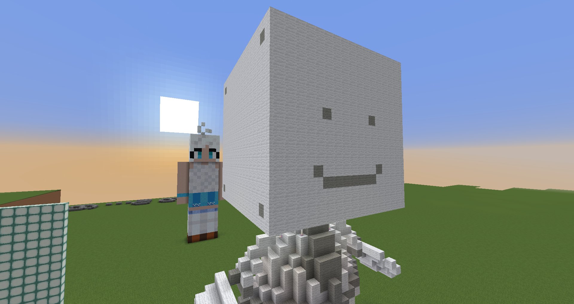 スコウ マイクラ2章始動記念 白組さんが不思議な視線を感じたようです というわけでシロさんのスキンをベースにして像を建てました 髪型の再現が難しいです 太陽の背景にするアホ毛が神々しい 背中はとってもエッッ 謀反マンじゃないです スコウ マイクラ2章始動記念 白組さんが不思議な視線を感じたようです というわけでシロさんのスキンをベースにして像を建てました 髪型の再現が難しいです 太陽の背景にするアホ毛が神々しい 背中はとってもエッッ 謀反マンじゃないです