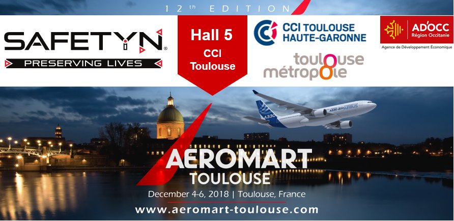 SAFETYN_Team's tweet photo. Retrouvez @SAFETYN_team @aeromartTLS ces 5 et 6 déc au Parc des Expositions #Toulouse – SAFETYN sélectionnée pour exposer son savoir-faire sur le stand @CCI31 @Occitanie avec @TlseMetropole et @ADOCC. #AerospaceValley #Safe_Cluster #Innogex #CERN #lafrenchtech #airbusbizlab https://t.co/RZ8pE3qMse