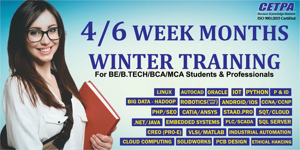 CetpaDehradun's tweet photo. Kick start your #Career with @CetpaDehradun. Come & join us with hope and energy. A rigorous #WinterTraining2018-19 is available with latest technologies module.
Know more: https://t.co/y71AzHycbn https://t.co/69dE4B5SsT