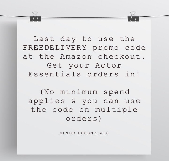 actoressentials's tweet image. Free delivery available until midnight tonight 🎬