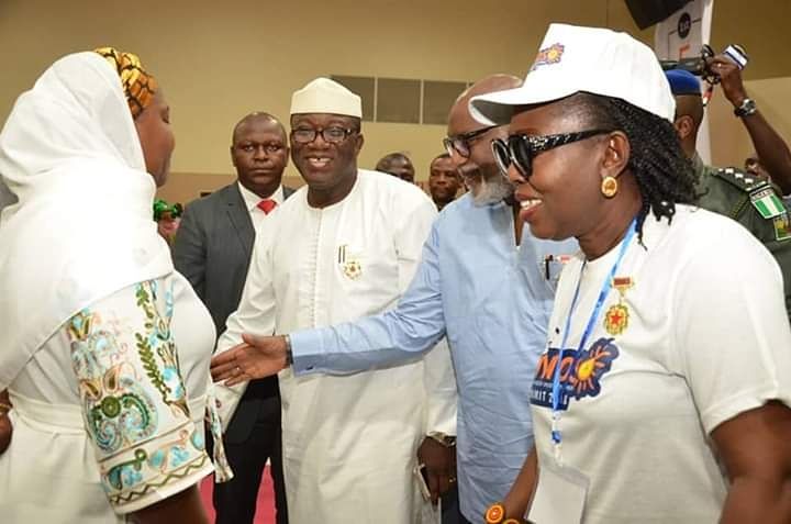 baafonline's tweet photo. Echoes of the First FOWOSO Summit

Governor Akeredolu and wife, Chief Betty Anyanwu-Akeredolu welcoming the Chairman of Occasion, (day 1) Governor Kayode Fayemi of Ekiti State to the Summit venue.

The theme of the Summit is: Unlocking hidden potentials in women: A task for all. https://t.co/IUexhh9i7c