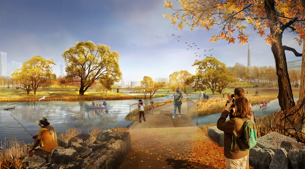 LAPT_Toronto's tweet photo. See the plans for #Toronto's new kilometer-long river valley, a natural spillway and new mouth for the Don River – part of the $1.25-billion, 7 year construction project unlocking 290 hectares of underused waterfront land for revitalization. #torontofuture https://t.co/Dceuuph1D5 https://t.co/oIH7GgduEL