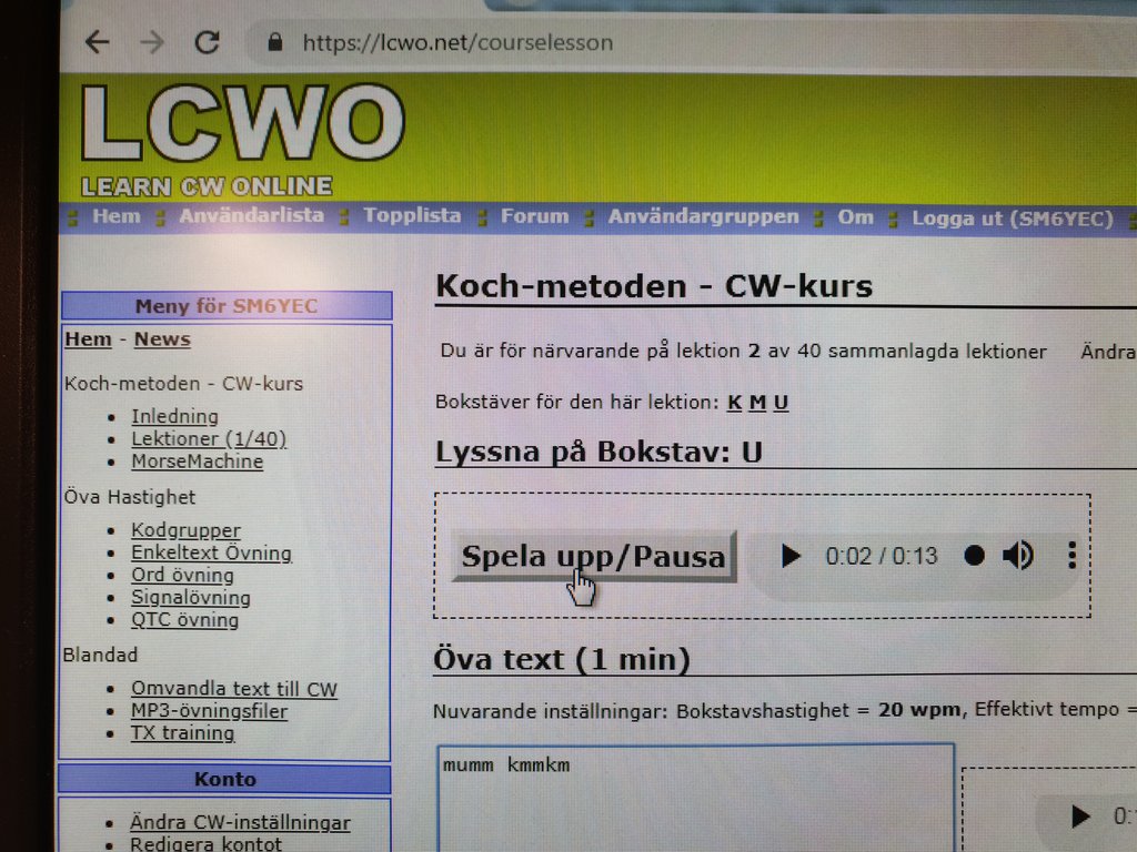 sm6yec's tweet photo. Trying to learn CW. Lesson 2. Long way to go #cw #learncw #lcwo https://t.co/6PlUZpokdY
