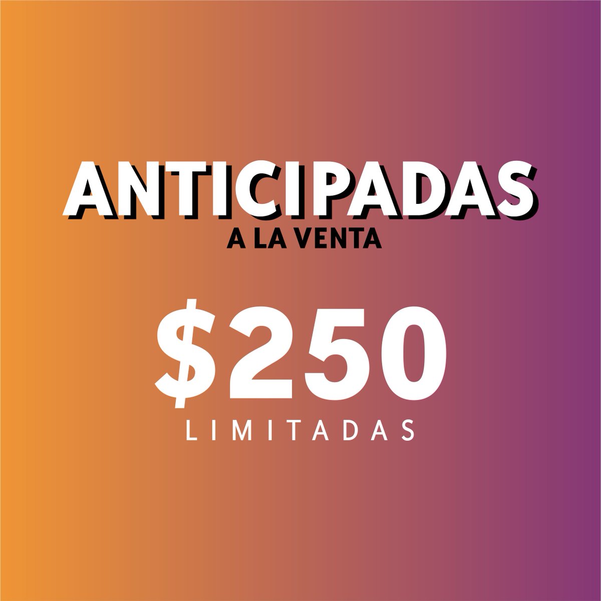 Happyfestsanjo's tweet photo. No te quedes sin tu A N T I C I P A D A 🎉🎊🎉
Son Limitadas!!

Se viene la 6ta edición!

#HappyFest
#SomosFiesta https://t.co/9cIpeS068e