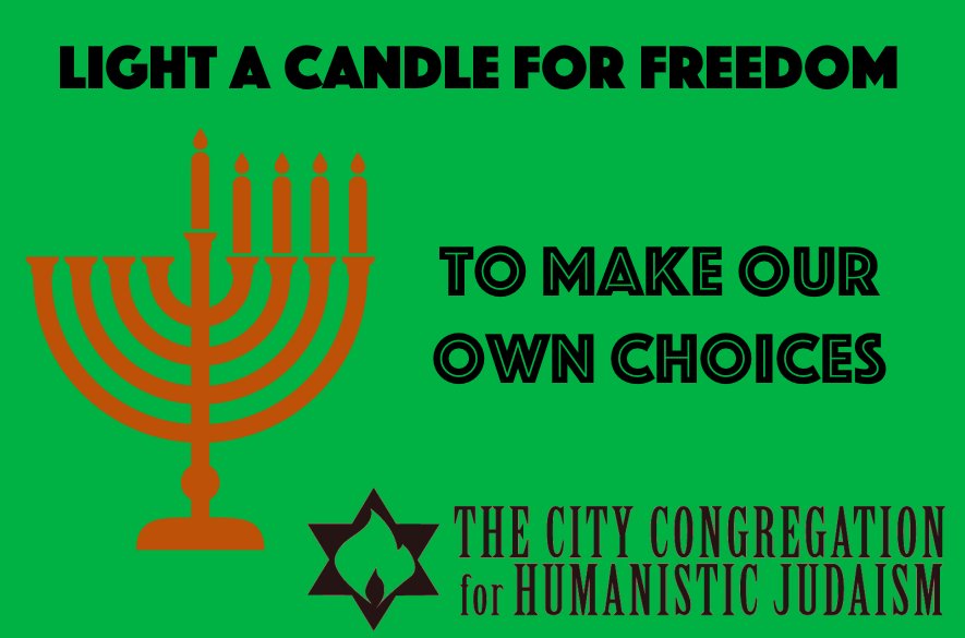 Humanisticjew's tweet photo. Happy #Chanukah! Let there be lights! We light the fourth candle on the menorah for FREEDOM. It is the light of freedom that reminds us to take responsibility for our own lives. #CityCongregation #HumanisticJudaism https://t.co/JJH0kVrcfu