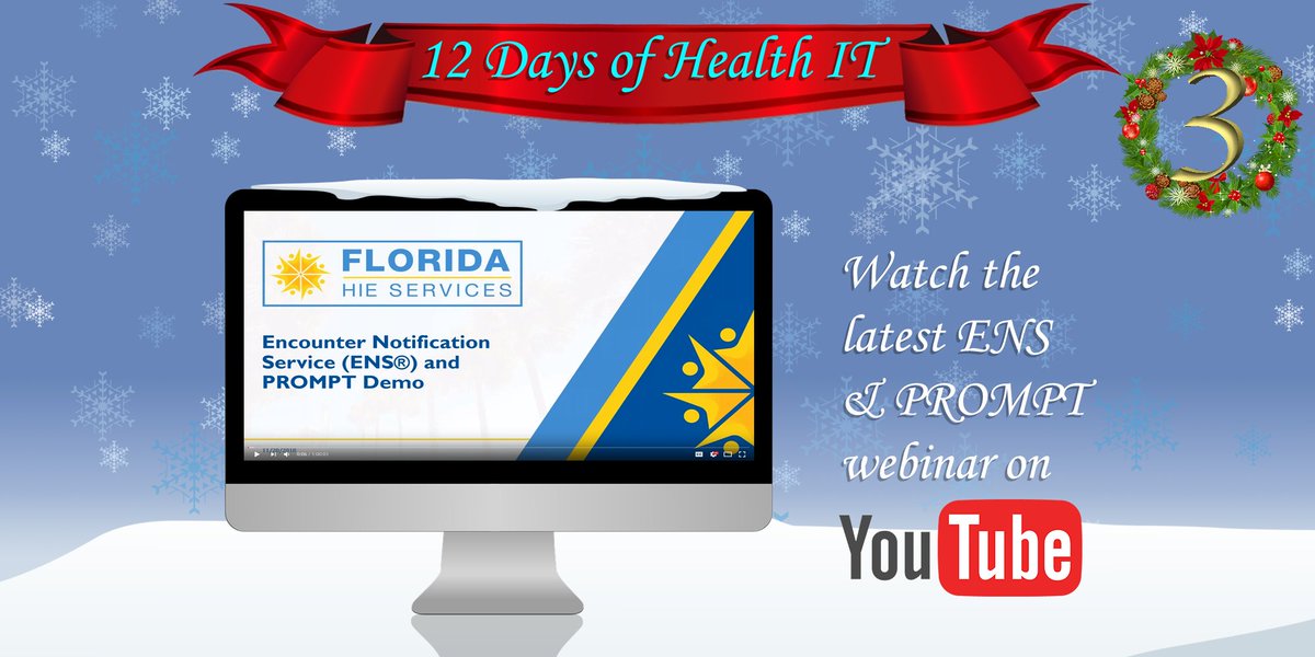 AHCA_FL's tweet photo. On the 3rd day of our Health IT celebration AHCA gave to me: A link to our latest ENS webinar and a demo of the PROMPT user interface. Watch: https://t.co/MFiBrrRByj. #FLHIEServices #ENS #HIE #HealthIT #12DaysofHIT https://t.co/W2L2OPmWKs