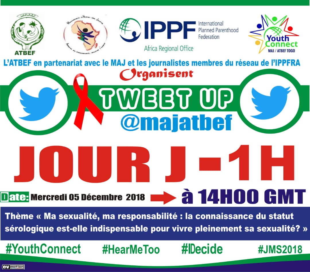 majatbef's tweet photo. Dans une heure #IDECIDE #YouthConnect #JMS2018 #HearMeToo @IPPFAR @atbeftogo @POuagaPF @LucienKKouakou https://t.co/3VWXzZNZPJ
